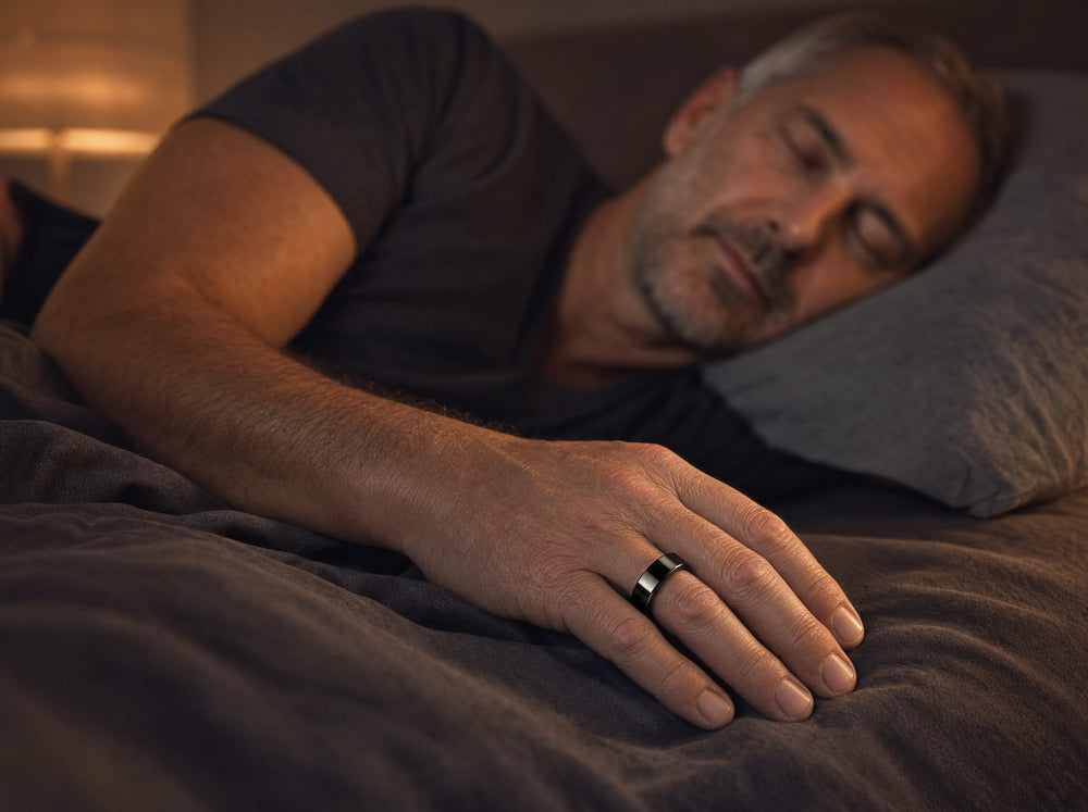 Nuvyra Ring an der Hand beim Schlafen
